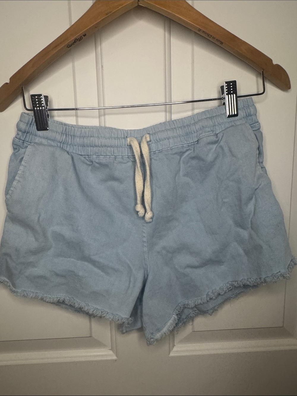 Double Zero Light Blue Drawstring Denim Shorts